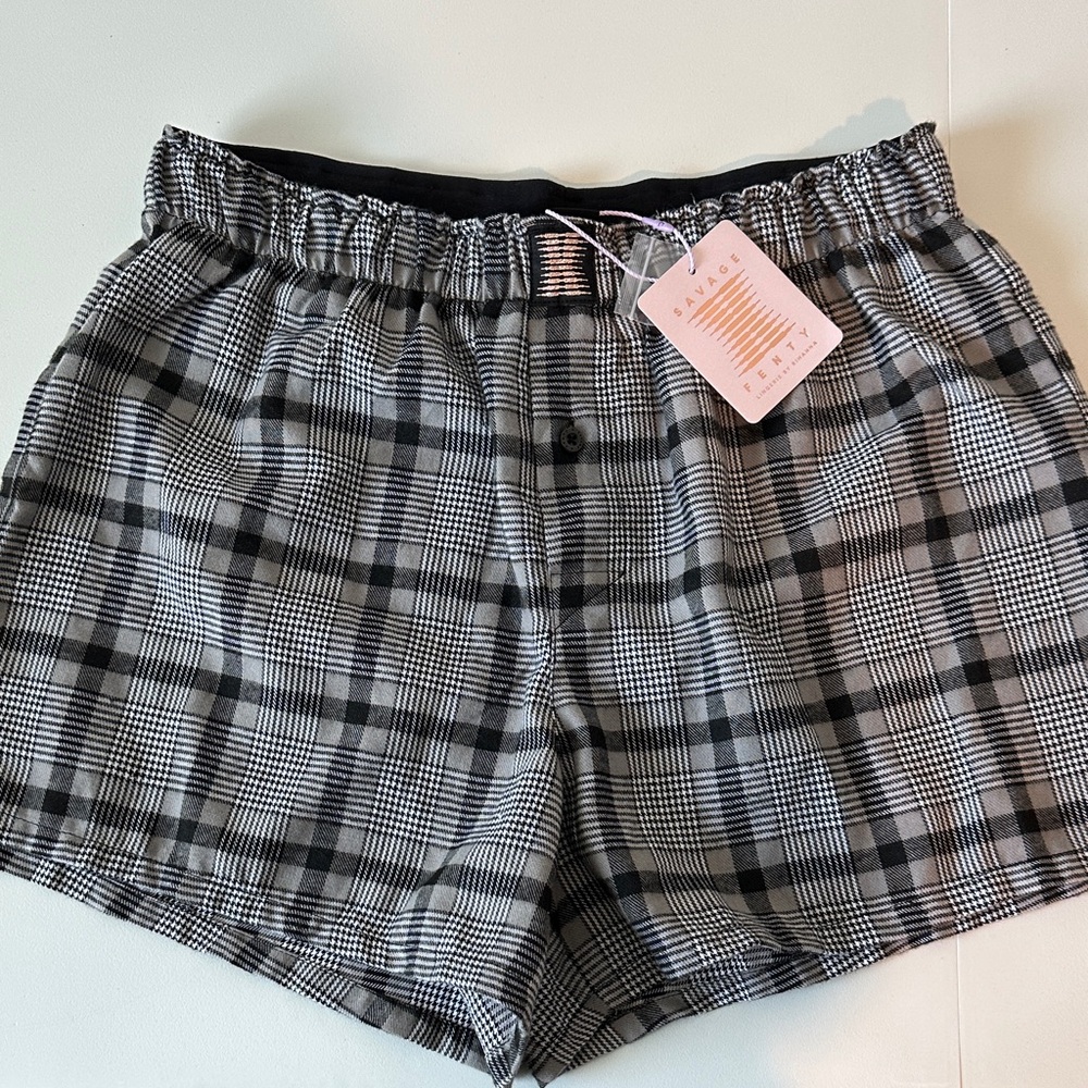 Savage X Fenty Black and White Checkered Boxer Shorts